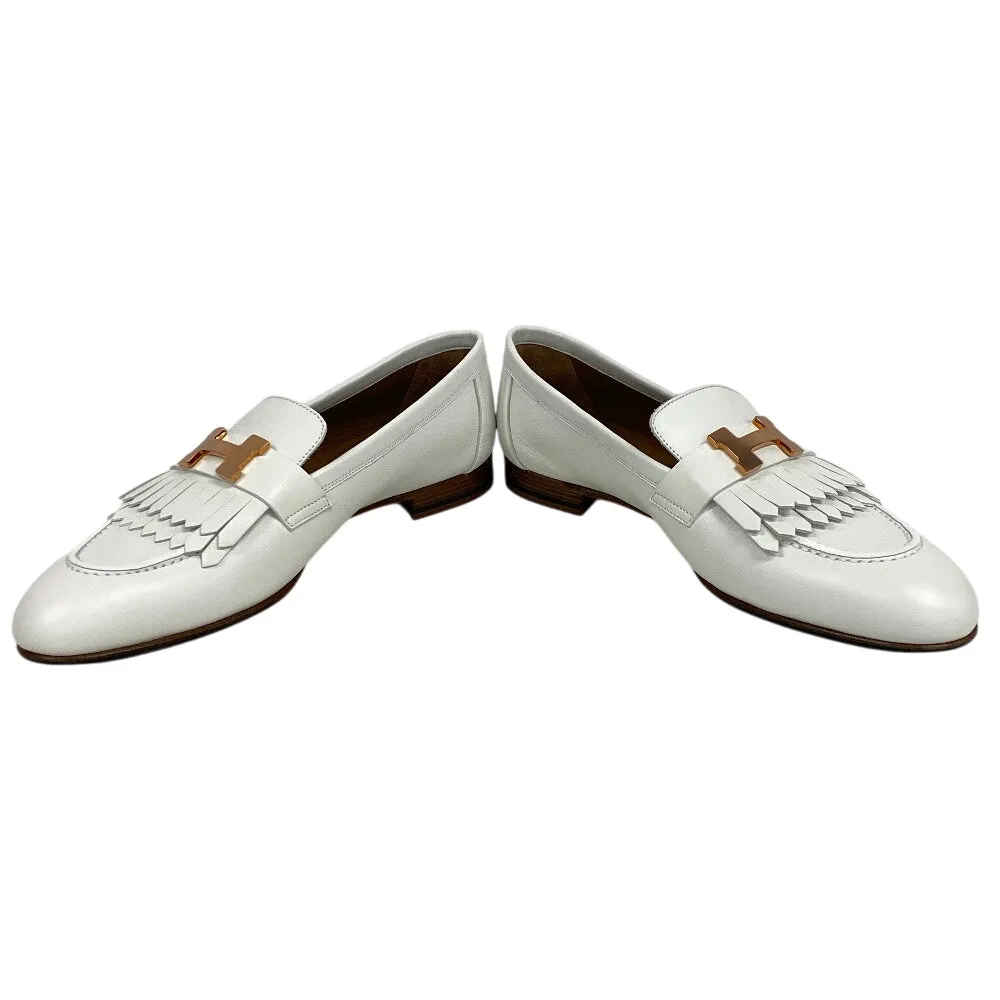 HERMES loafers leather white moccasin royale fringe Women 38 Used