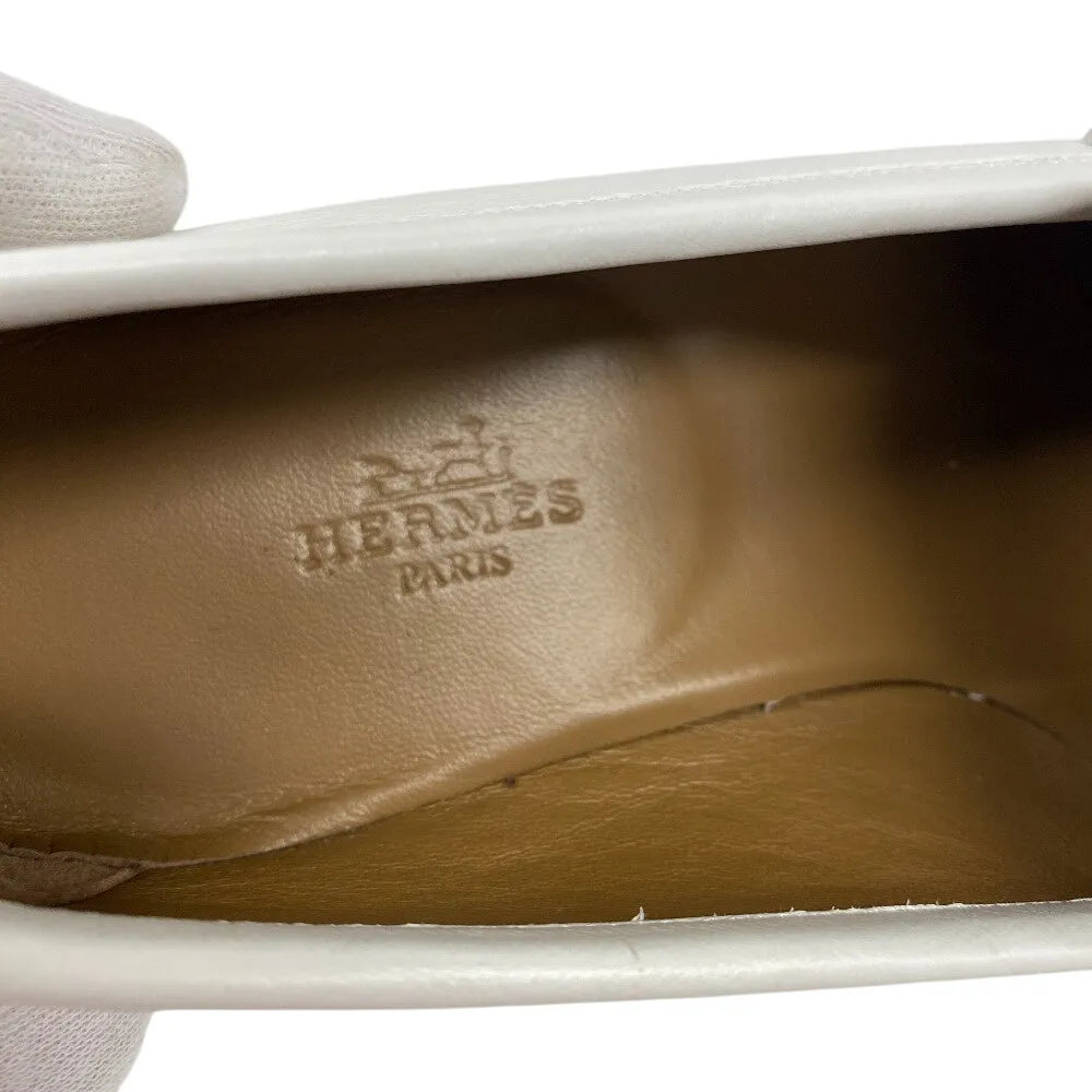 HERMES loafers leather white moccasin royale fringe Women 38 Used