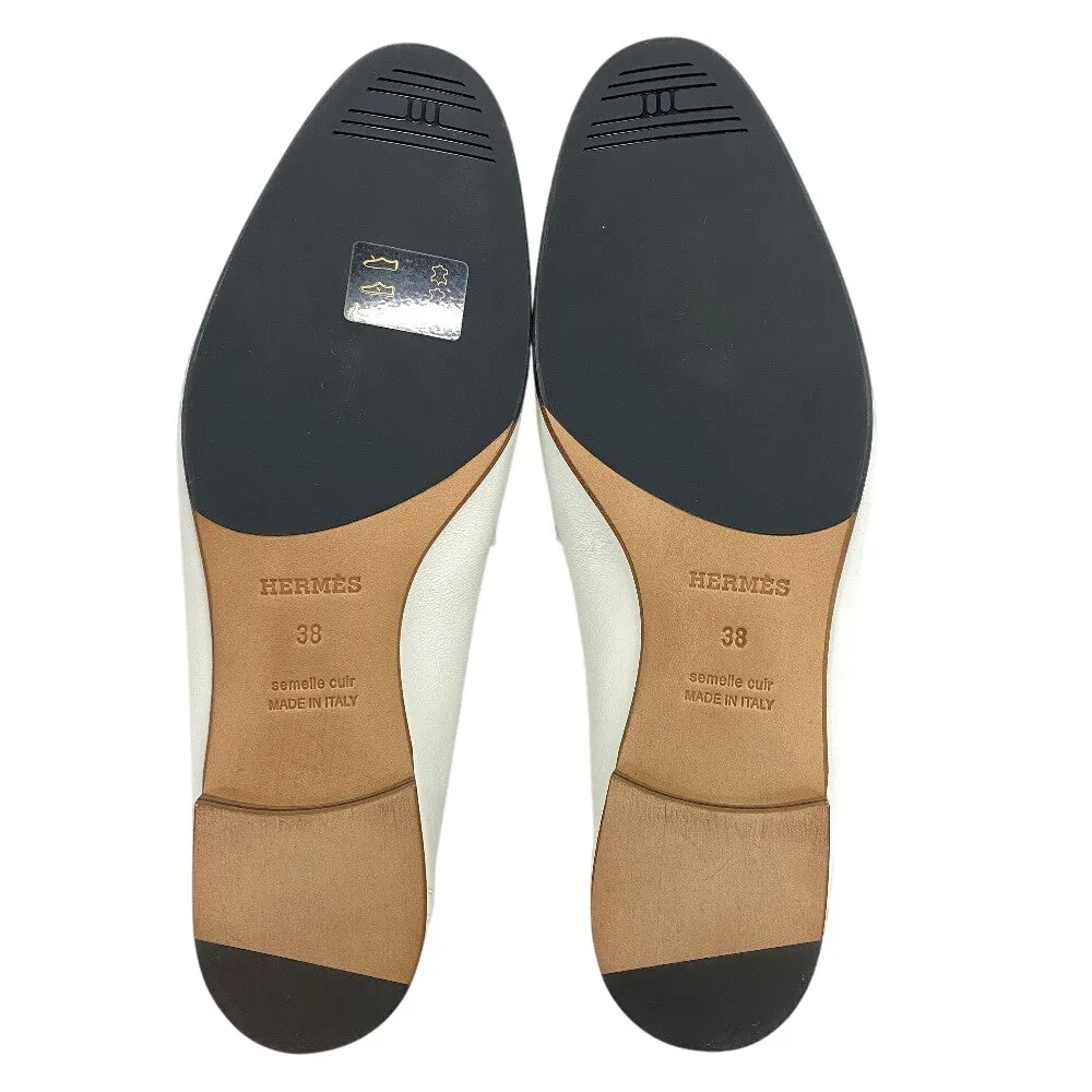 HERMES loafers leather white moccasin royale fringe Women 38 Used