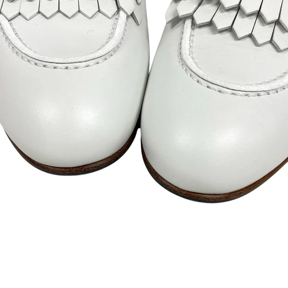 HERMES loafers leather white moccasin royale fringe Women 38 Used