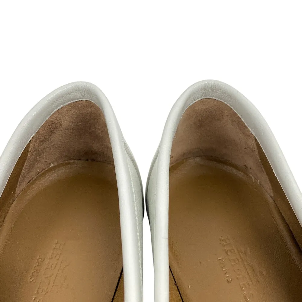 HERMES loafers leather white moccasin royale fringe Women 38 Used