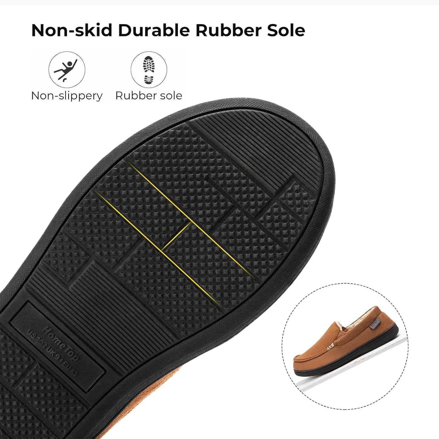 HomeTop Men's Classic Moccasin Slippers Comfy Memory Foam Indoor House Shoes