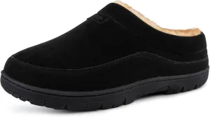 HomeTop Men's Moccasin Slippers Soft Warm Non-slip Memory Foam Indoor House Shoes with Fluffy Lining