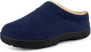 HomeTop Men's Moccasin Slippers Soft Warm Non-slip Memory Foam Indoor House Shoes with Fluffy Lining