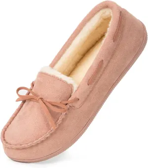 HomeTop Women's Moccasins House Slippers Memory Foam Indoor Outdoor Ladies Shoes