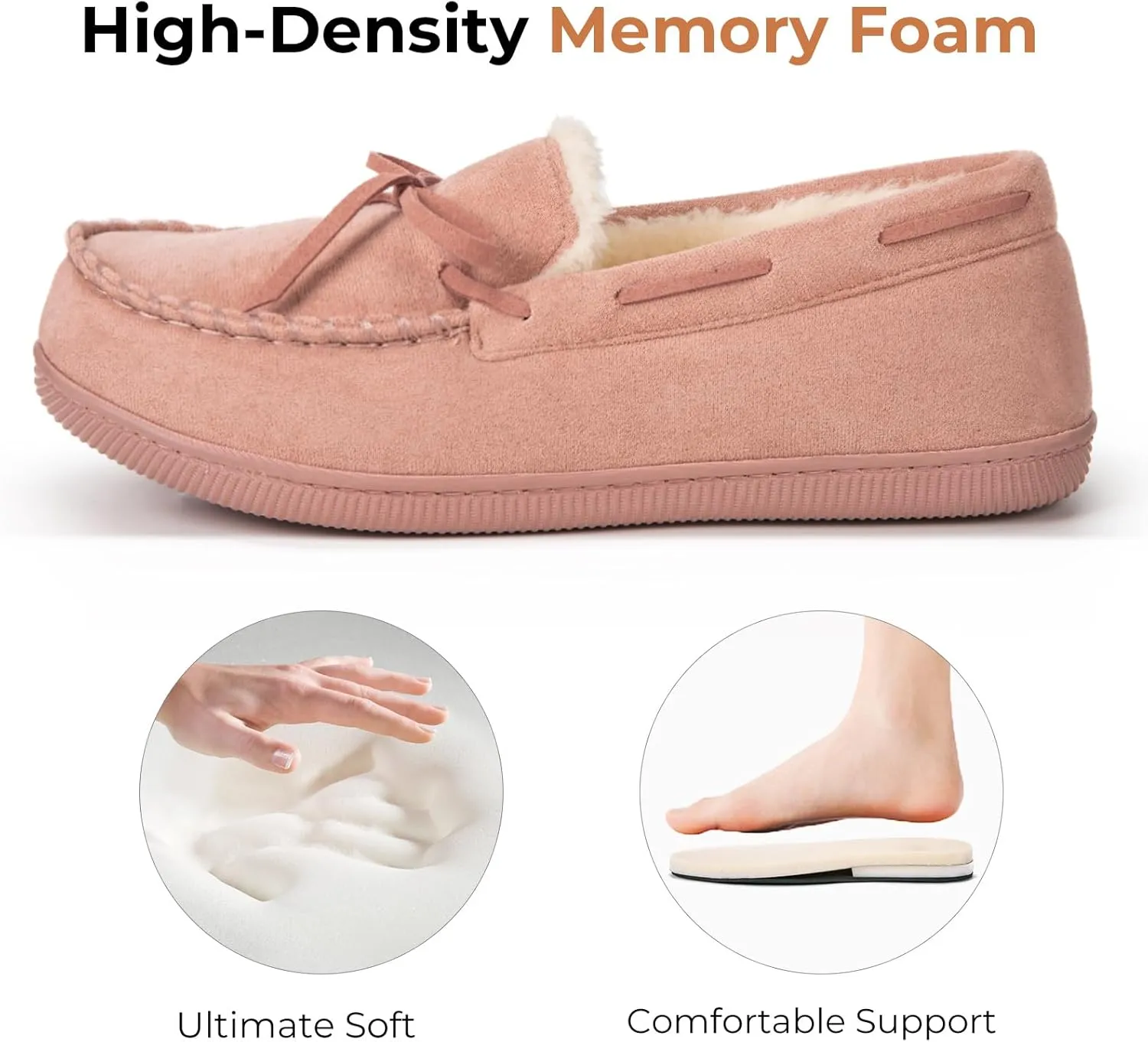 HomeTop Women's Moccasins House Slippers Memory Foam Indoor Outdoor Ladies Shoes