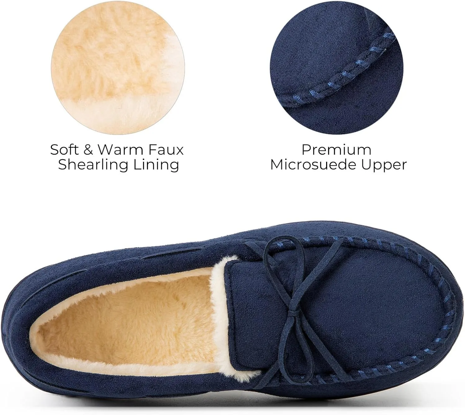 HomeTop Women's Moccasins House Slippers Memory Foam Indoor Outdoor Ladies Shoes