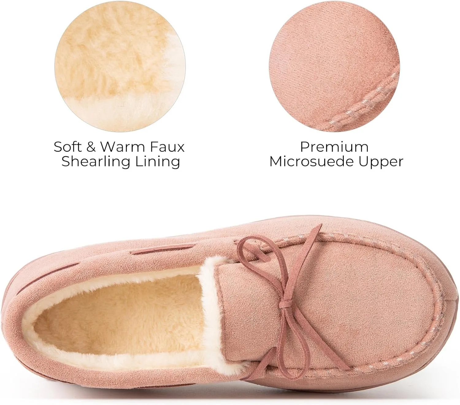 HomeTop Women's Moccasins House Slippers Memory Foam Indoor Outdoor Ladies Shoes