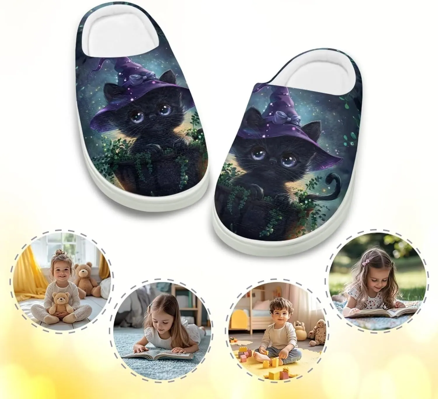 House Slippers for Kids Girls Fuzzy House Slippers House Shoes for Girls - White