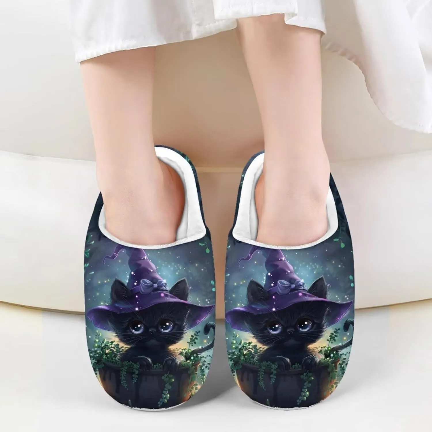 House Slippers for Kids Girls Fuzzy House Slippers House Shoes for Girls - White