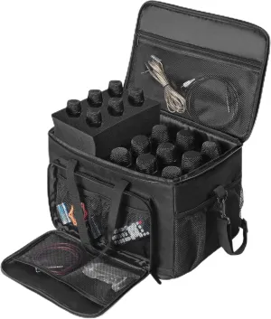 IBIVIVIC 15 Slots Wireless System Microphone mics Bag with Foam Bluetooth Sound Equipment Carrying Case