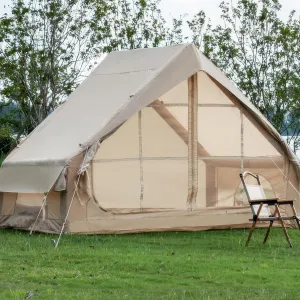 Inflatable Glamping Tent with Pump - 4-6 Person 4-Season Waterproof Tent, 12 Mesh Windows, 5-Min Setup, 410D Oxford Fabric for Camping & Outdoor
