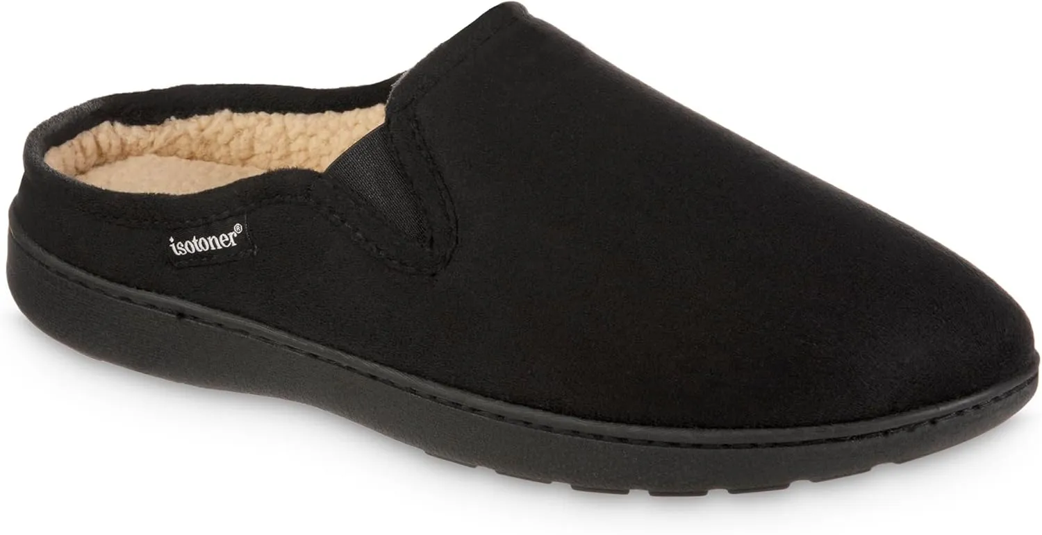 isotoner Men's, Advanced Gel Infused Memory Foam Microsuede Vincent Hoodback Eco Comfort Recycled Slippers Clog