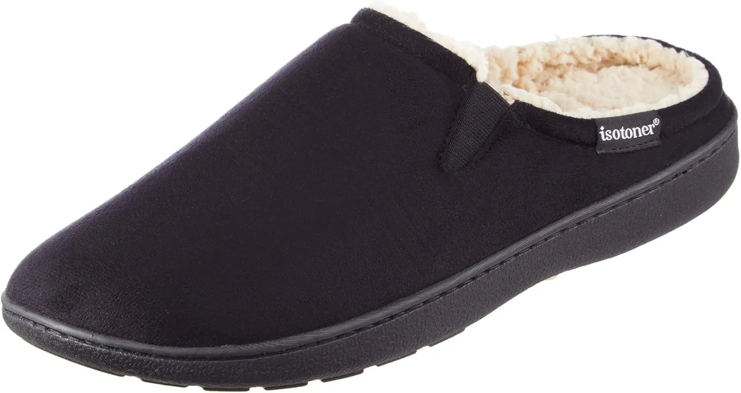 isotoner Men's, Advanced Gel Infused Memory Foam Microsuede Vincent Hoodback Eco Comfort Recycled Slippers Clog