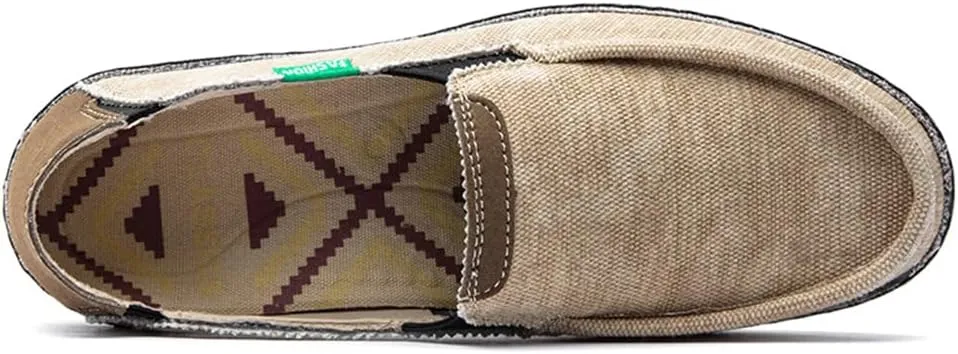 JAMONWU Men's Slip on Shoes Cloth Shoes Deck Shoes Canvas Leisure Vintage Casual Loafer Boat Shoes