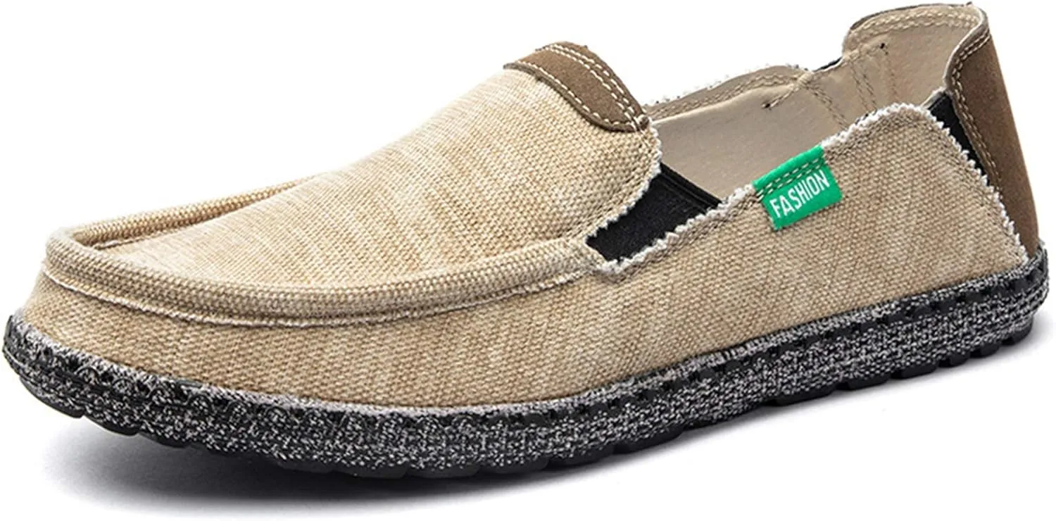 JAMONWU Men's Slip on Shoes Cloth Shoes Deck Shoes Canvas Leisure Vintage Casual Loafer Boat Shoes
