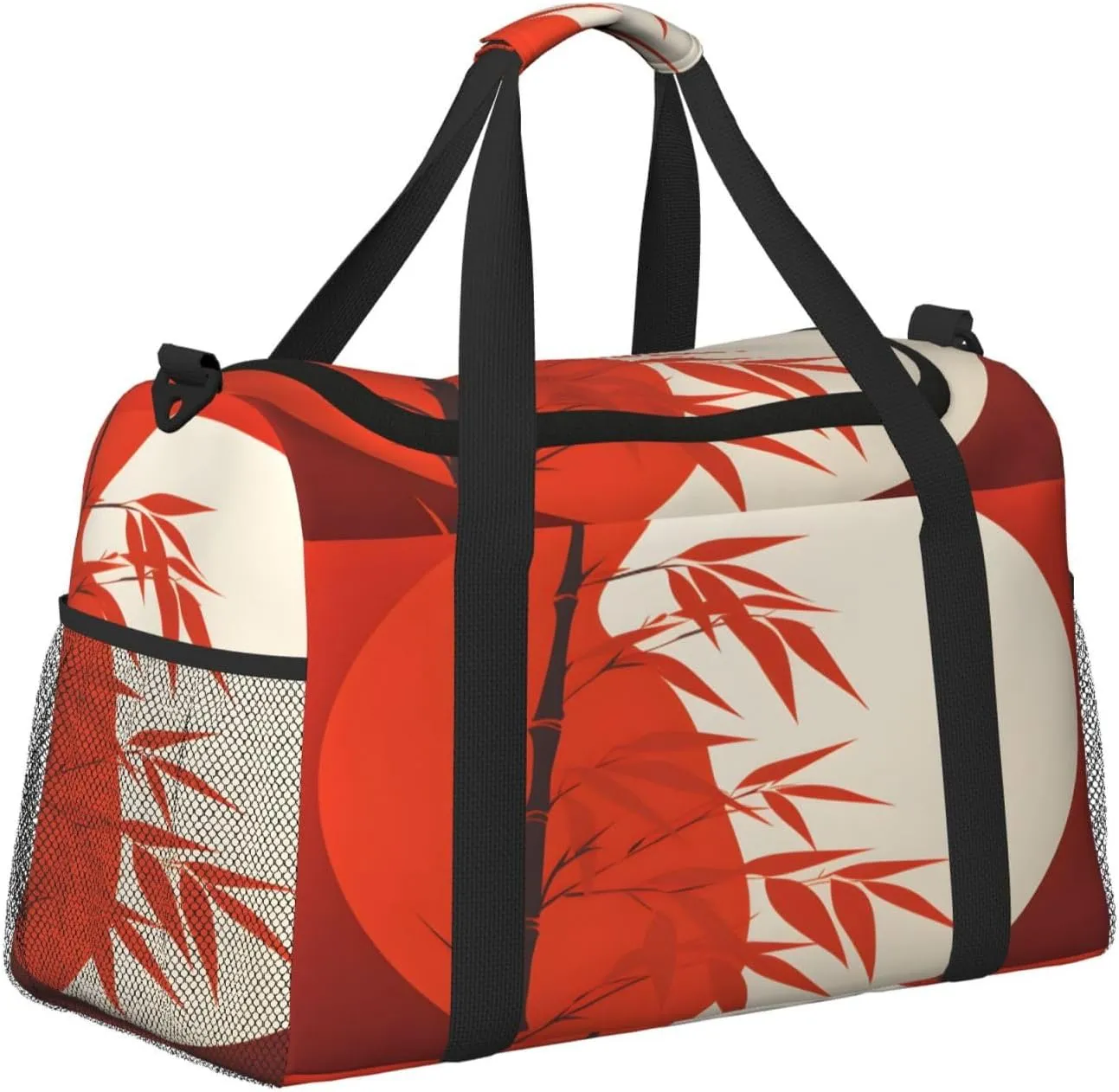 Japanese Style Tree Leaf Travel Duffel Bag with Strap Multi Pockets Sports Bag Handbag Large Shoulder Bag for Gym Weekend Fitness Camping