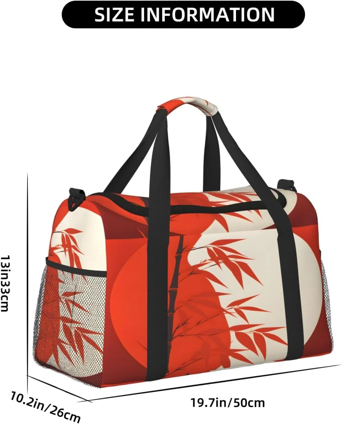 Japanese Style Tree Leaf Travel Duffel Bag with Strap Multi Pockets Sports Bag Handbag Large Shoulder Bag for Gym Weekend Fitness Camping