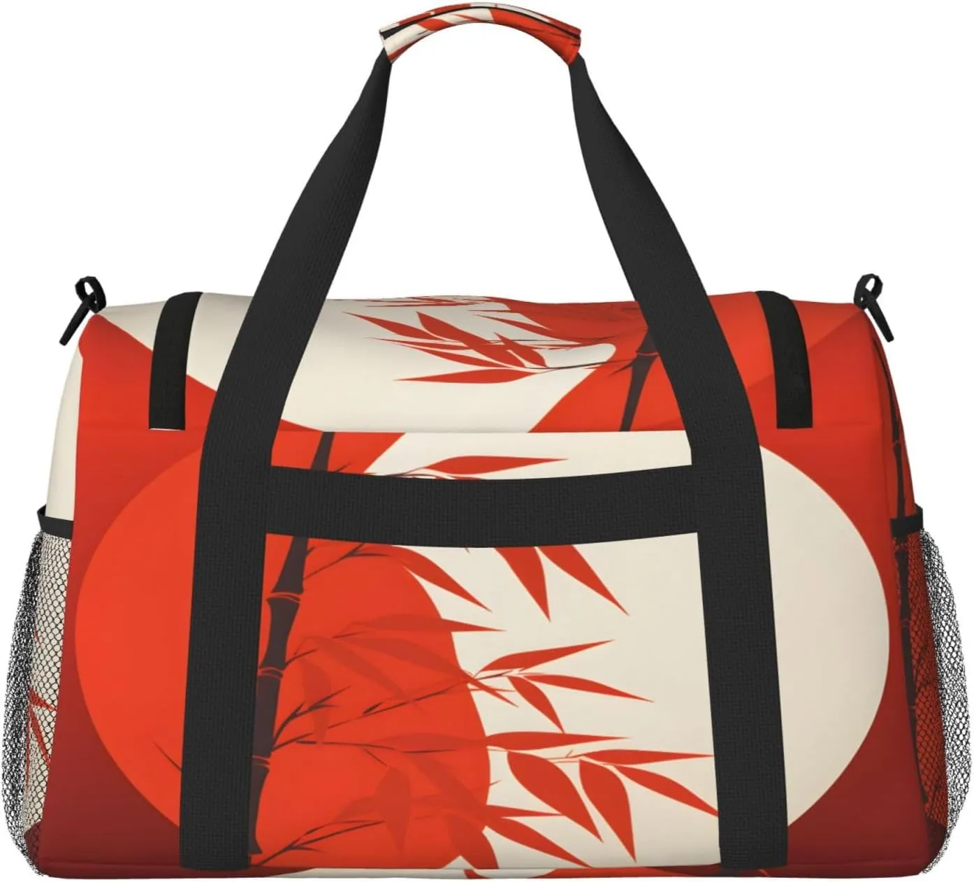 Japanese Style Tree Leaf Travel Duffel Bag with Strap Multi Pockets Sports Bag Handbag Large Shoulder Bag for Gym Weekend Fitness Camping