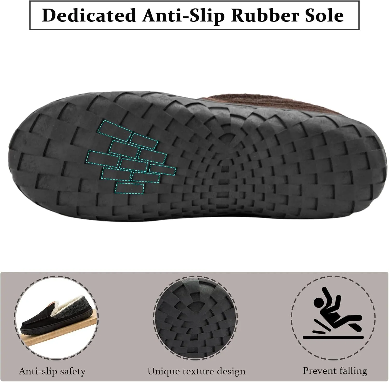 Josaywin Men's Cozy Moccasin Slippers with Memory Foam - Rubber Sole with Multi-Directional Grip Indoor/Outdoor House Shoes Size 7-16