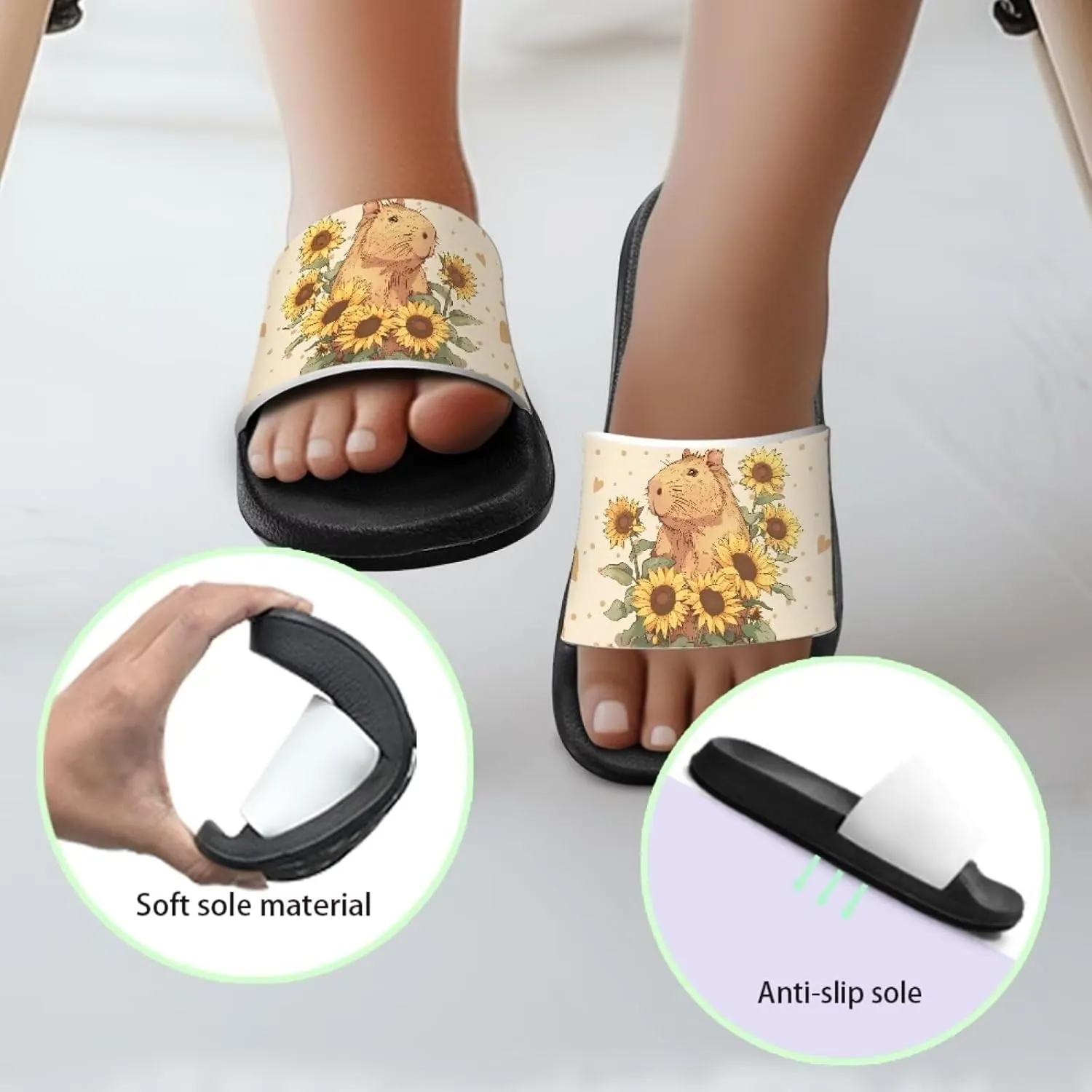 JoyLamoria Animals Pattern Sandals House Slides for Kids Pillow Slippers Comfy Cushioned Pool Beach Lightweight Open Toe