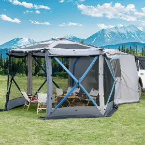 JOYTUTUS Dual-Use Pop up SUV Tent for Camping, 11x11 Ft Outdoor Gazebo Screen Tent, SUV Tailgate Tent for Family Vehicle Camping, Canopy Shelter Portable Carry Bag