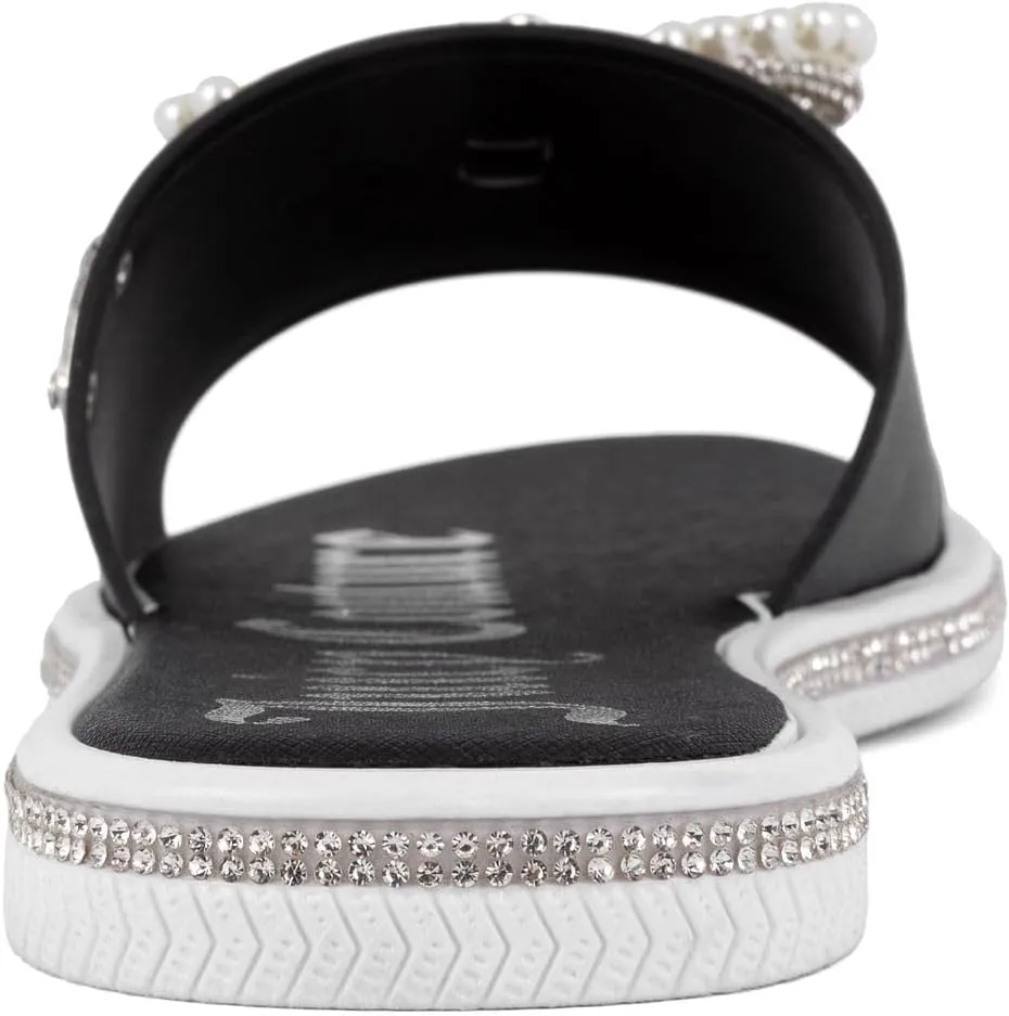 Juicy Couture Women's Slide Sandals - Glitter Bling Open Toe Sparkle Flats - Dressy Summer Casual Footwear