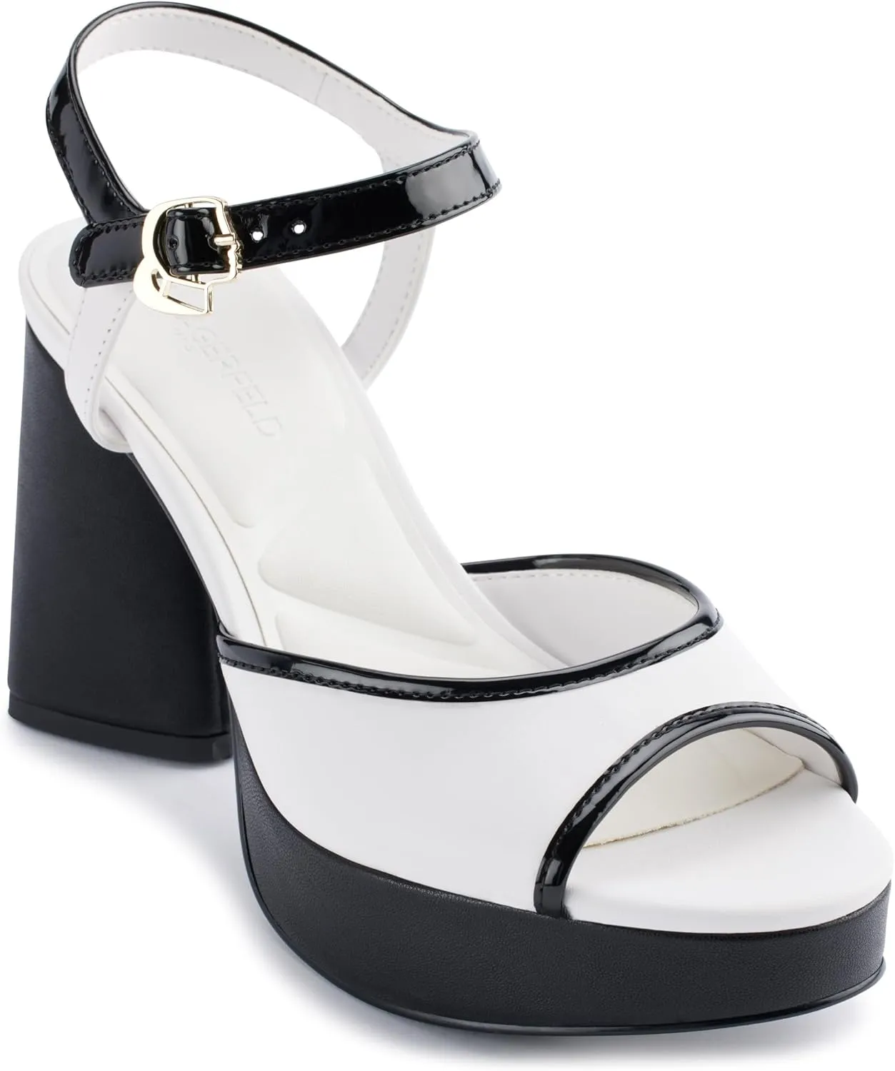 Karl Lagerfeld Paris Women's Cushioned Insole Evening Hallet-Platform Ankle Sandal Slide