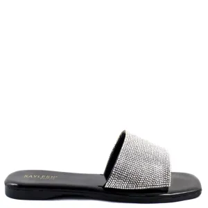 Kayleen Open Toe Rhinestone Detail Upper Slide In Sandals - Erinn
