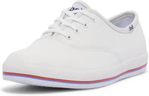 Keds Women's Champion Leather Bottom Foxing Stripe, White/Red/Blue, 7 M US