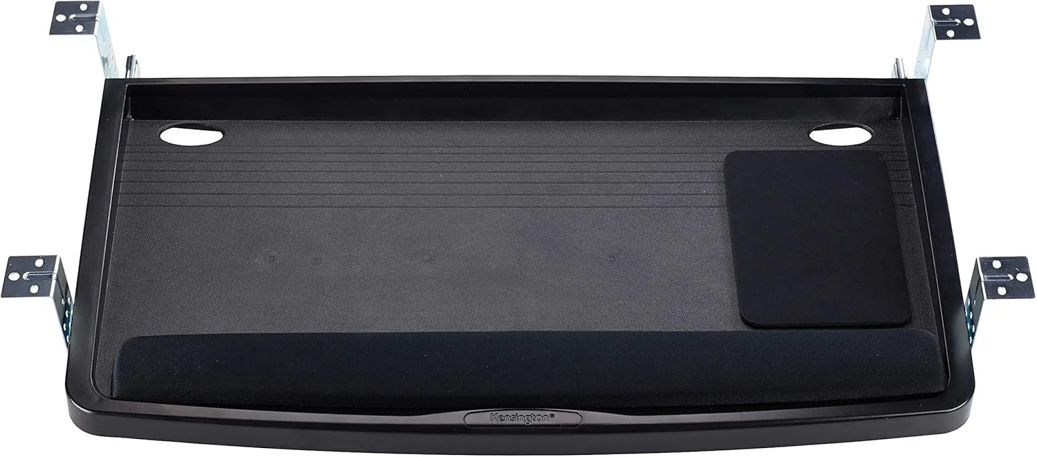 Kensington Keyboard Tray Under Desk, SmartFit Ergonomic Slide-Out Keyboard Drawer with Cable Management, Extra-Wide Height Adjustable Keyboard Holder, 24.5" x 11.75", Black K60004US