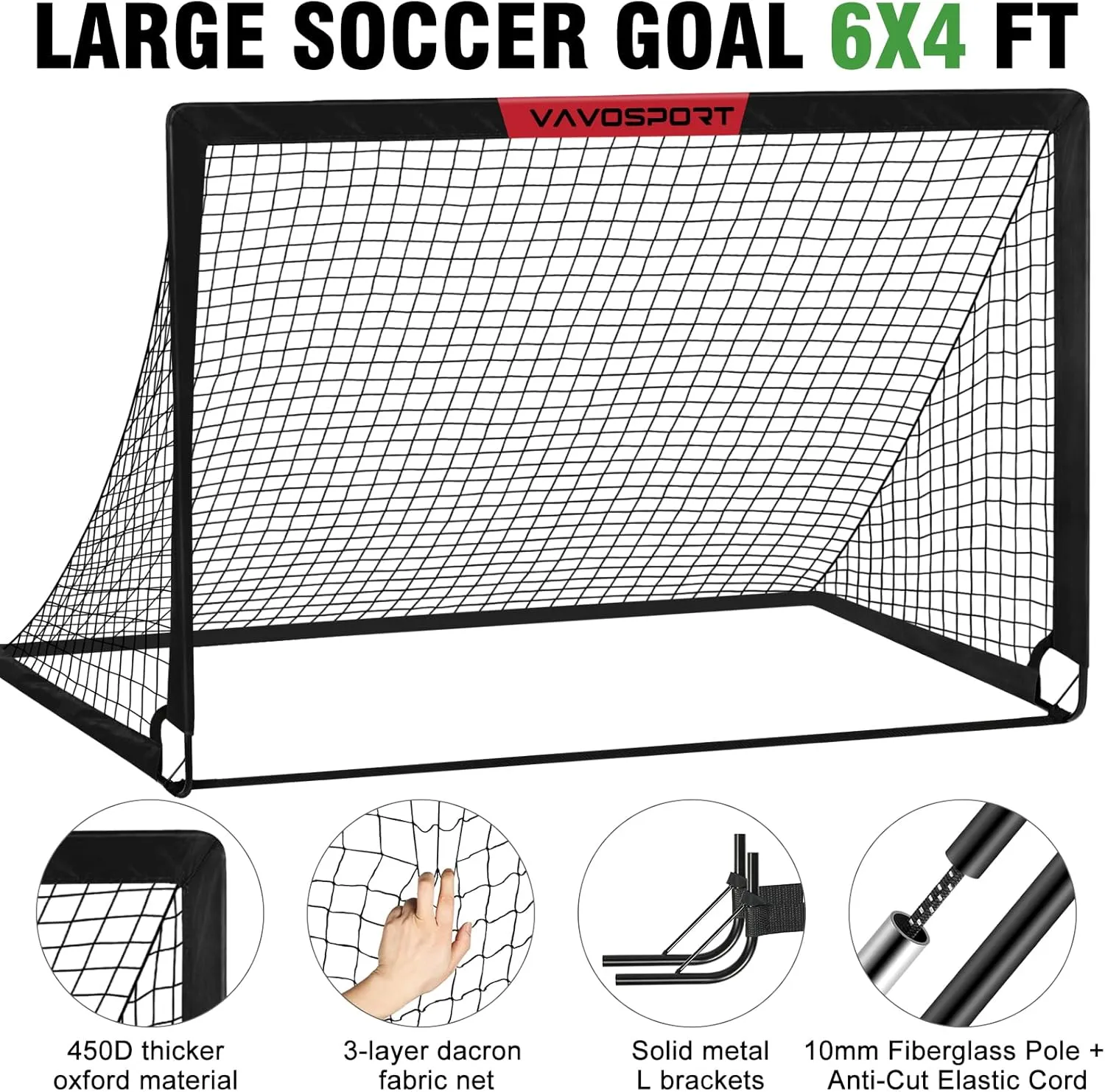 Kids Soccer Goals for Backyard Set - 2 of 6x4 ft Portable Soccer Goal Training Equipment, Practice Soccer Net with Soccer Ball, Cones, Bag, Soccer Set for Kids Youth Toddler Games, Sports Outdoor Play
