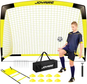 Kids Soccer Goals for Backyard Set, Portable Toddler Soccer Goal 2 of 6x4 ft, 4x3 ft, 7x5 ft, Soccer Training Equipment, Pop Up Soccer Net Kit with Size 4 Soccer Ball, Outdoor Sports Play, Youth Game