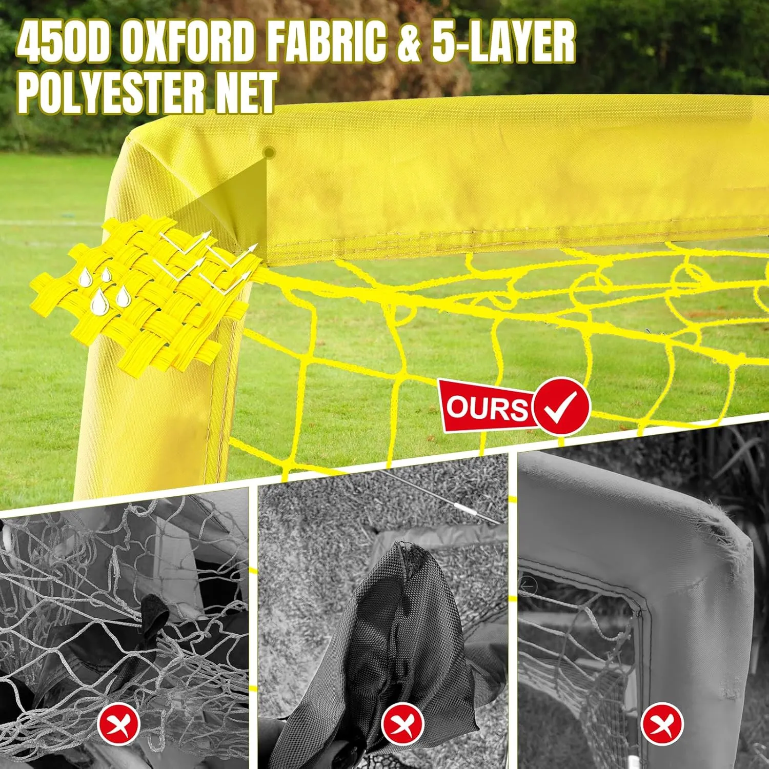 Kids Soccer Goals for Backyard Set, Portable Toddler Soccer Goal 2 of 6x4 ft, 4x3 ft, 7x5 ft, Soccer Training Equipment, Pop Up Soccer Net Kit with Size 4 Soccer Ball, Outdoor Sports Play, Youth Game
