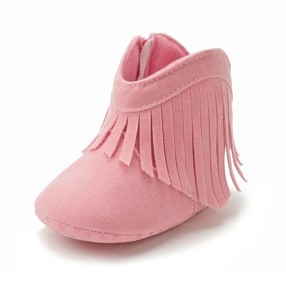 KIDSUN Baby Booties Girl Boy Pre walker Solid Infant Toddler First Walkers Soft Sole Anti-slip Boots Newborn Moccasin