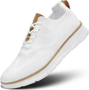 Kundork Men's Casual Dress Shoes Comfort Walking Shoes Mesh Knit Lightweight Breathable Sneakers