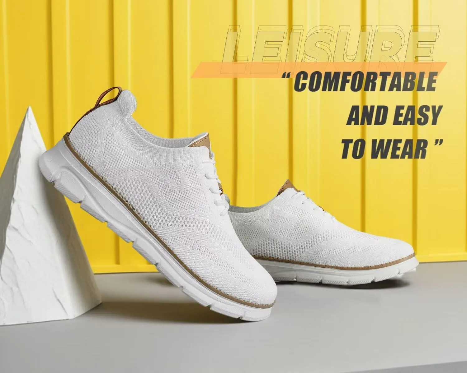 Kundork Men's Casual Dress Shoes Comfort Walking Shoes Mesh Knit Lightweight Breathable Sneakers
