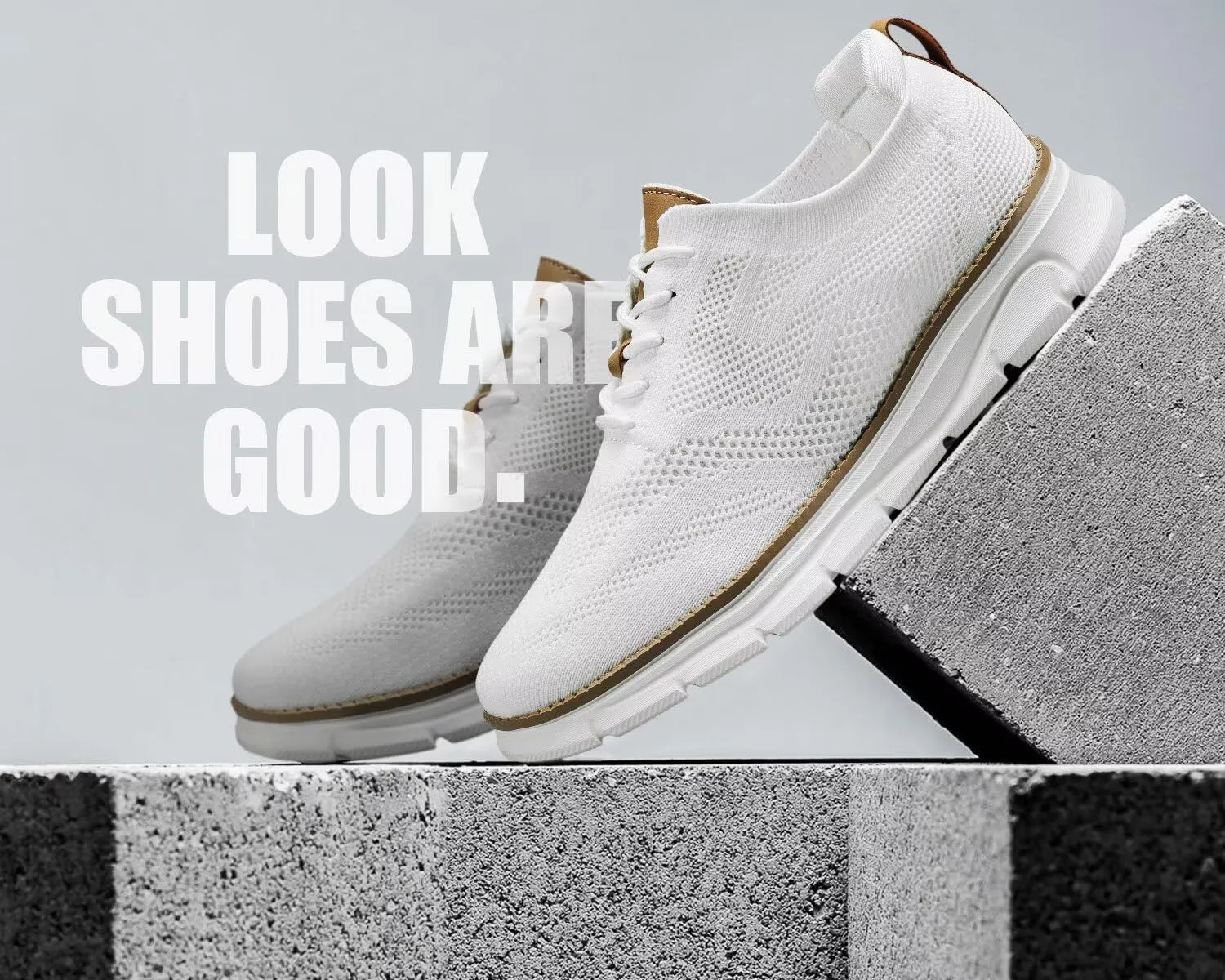 Kundork Men's Casual Dress Shoes Comfort Walking Shoes Mesh Knit Lightweight Breathable Sneakers