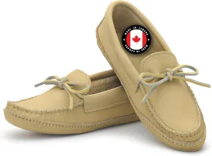 Laurentian Chief Moccasin Slippers for Men with Canada Quality Genuine Cowhide Leather, Single Lacing, Durable Comfortable Stylish Shoes for House Indoor