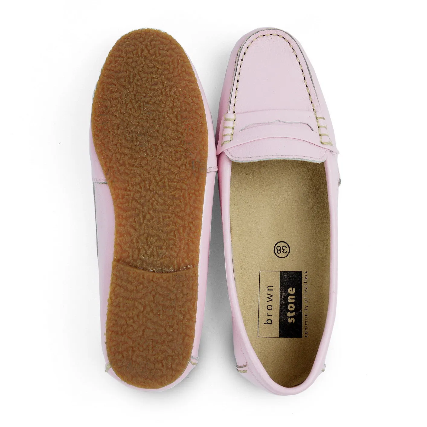Leather Moccasin Soft Milky Pink