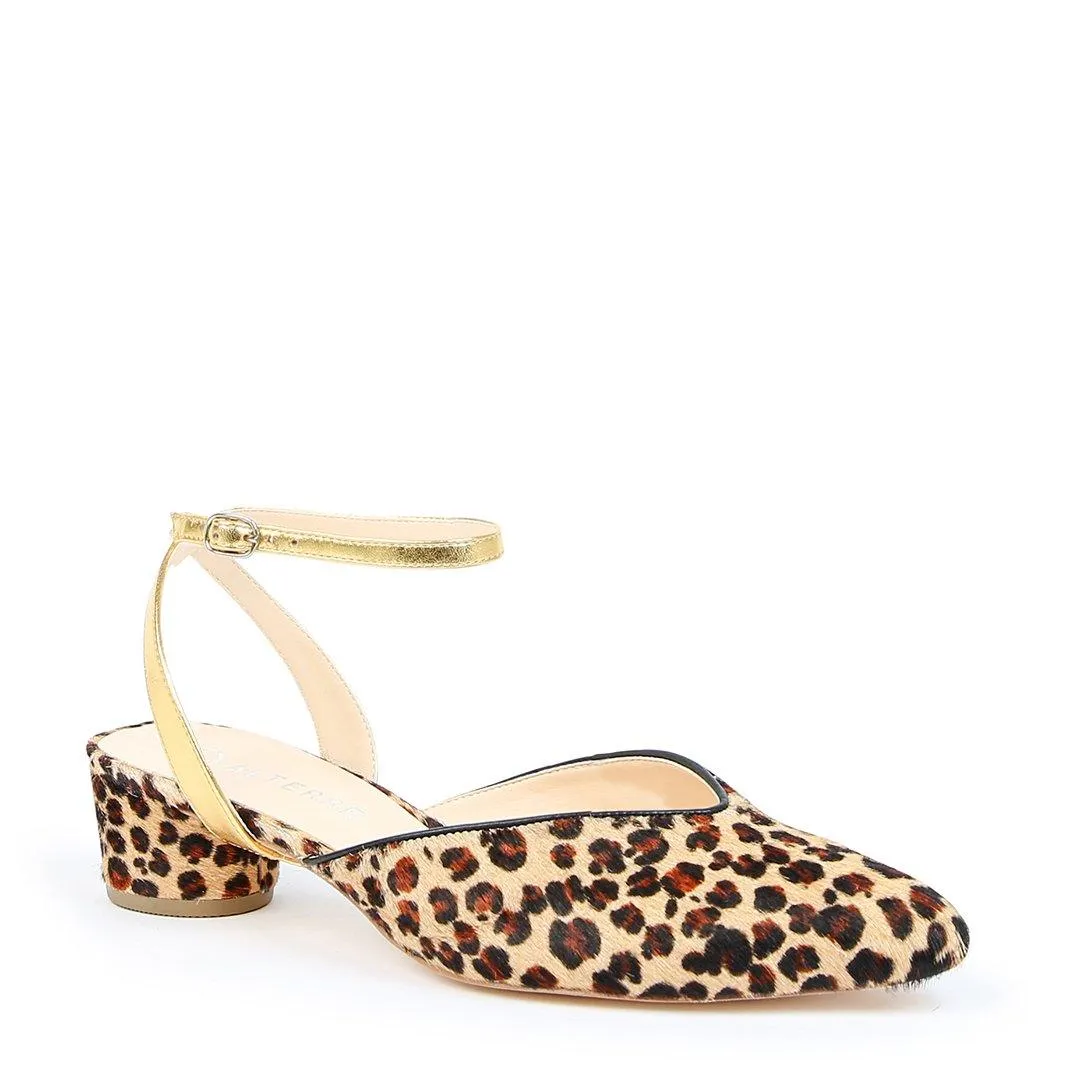 Leopard V Slide   Gold Marilyn Strap