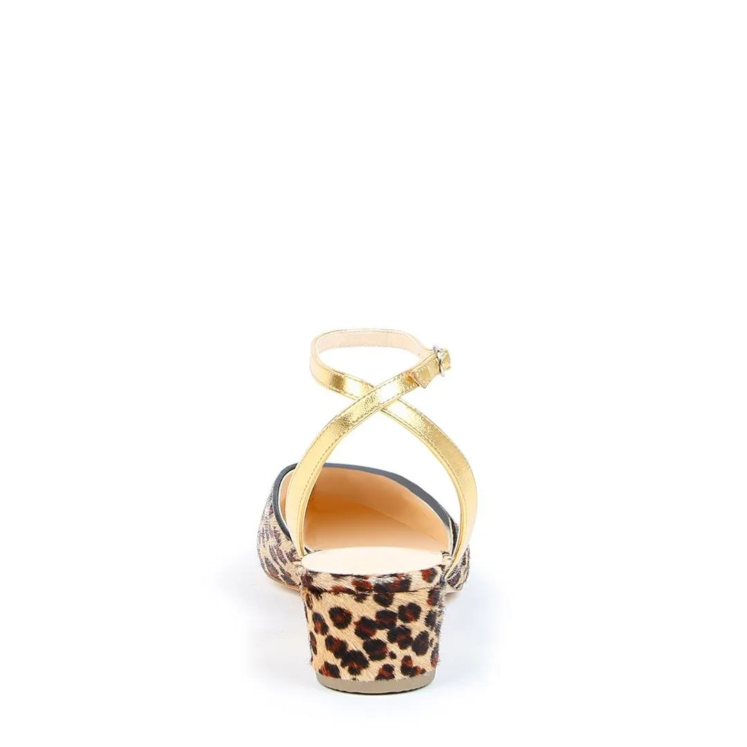 Leopard V Slide   Gold Marilyn Strap