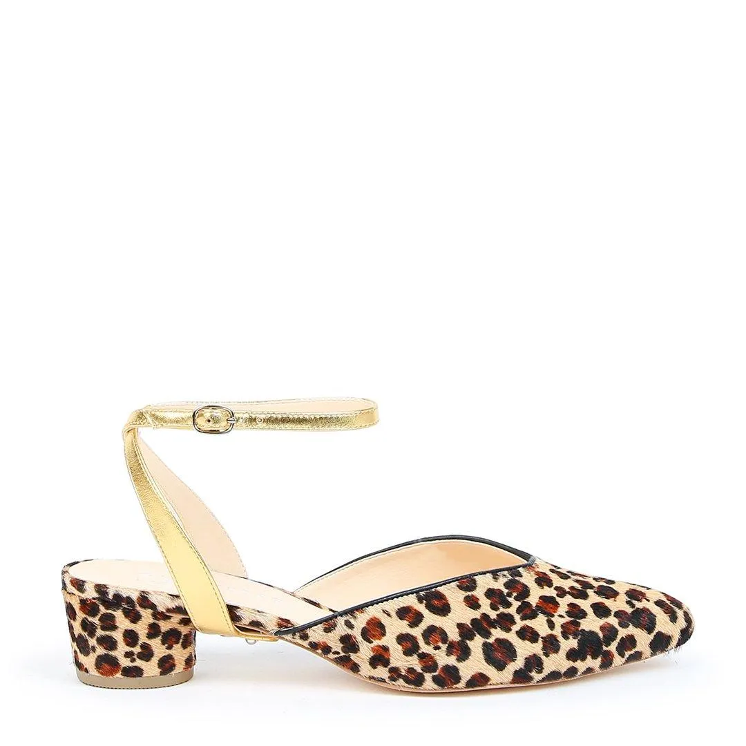 Leopard V Slide   Gold Marilyn Strap