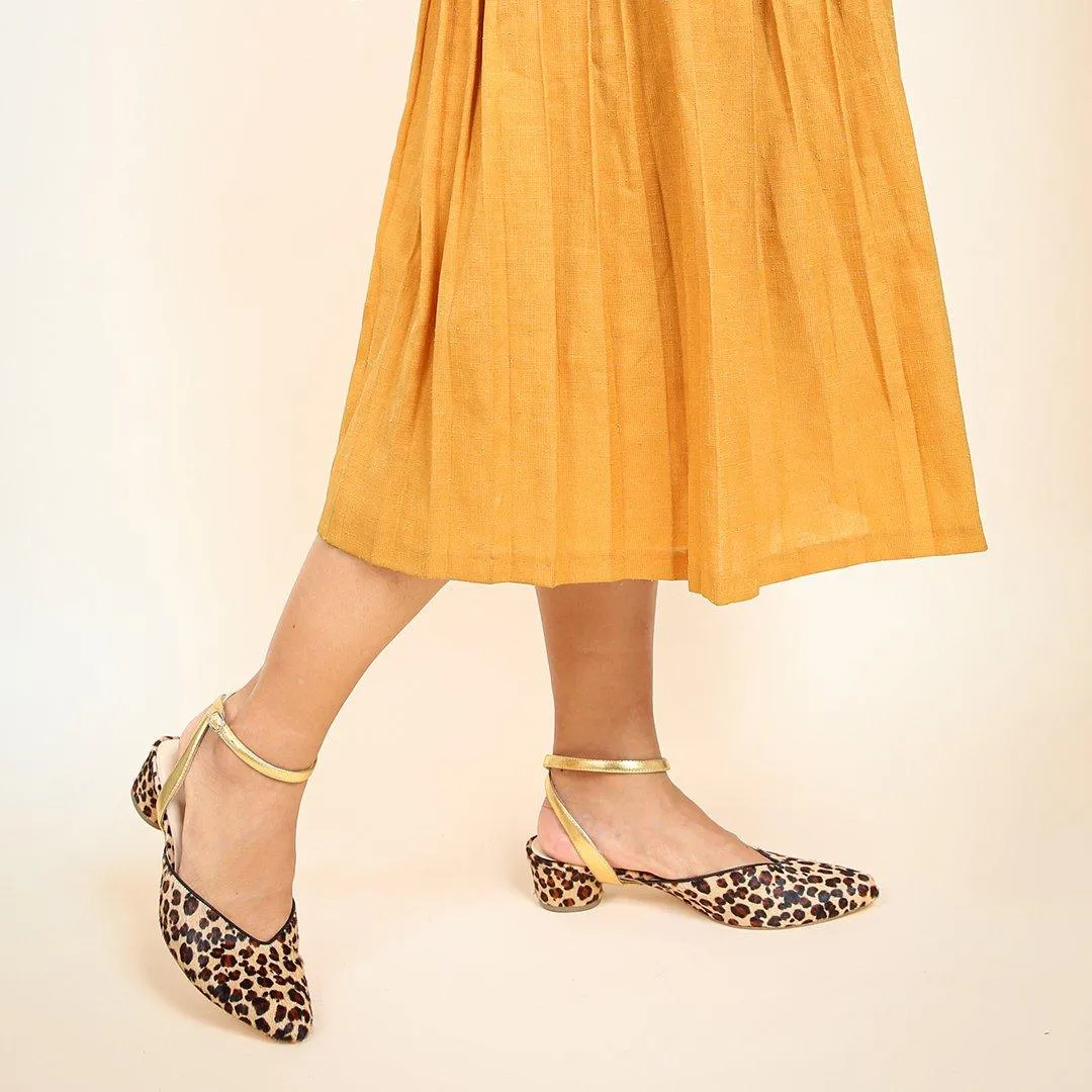 Leopard V Slide   Gold Marilyn Strap