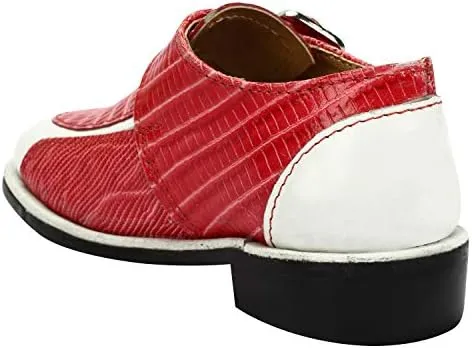 LIBERTYZENO Boys Animal Print Genuine Leather Kids Lace Up Oxford Dress Shoes for Prom Graduation