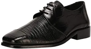 LIBERTYZENO Mens Croco Lizard Print Genuine Leather Adults Slip On & Lace Up Oxford Dress Shoes for Prom Graduation