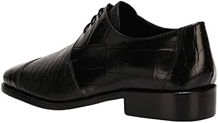 LIBERTYZENO Mens Croco Lizard Print Genuine Leather Adults Slip On & Lace Up Oxford Dress Shoes for Prom Graduation