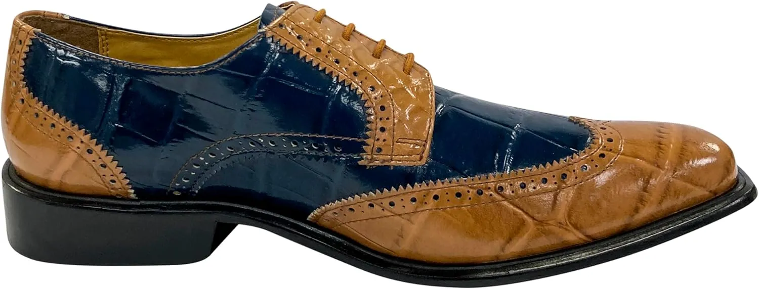 LIBERTYZENO Mens Genuine Leather Adults Wingtip Lace Up Oxford Dress Shoes for Prom Graduation