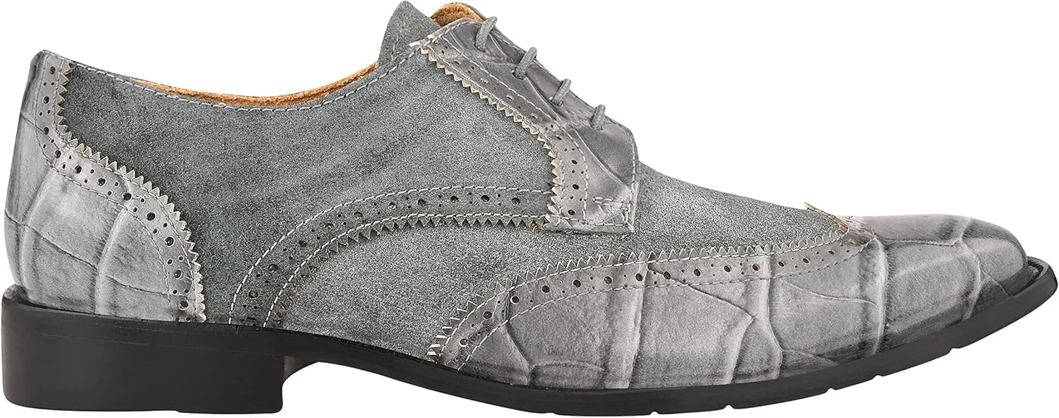 LIBERTYZENO Mens Genuine Leather Adults Wingtip Lace Up Oxford Dress Shoes for Prom Graduation
