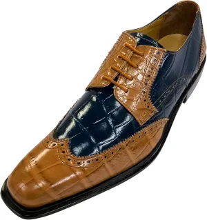 LIBERTYZENO Mens Genuine Leather Adults Wingtip Lace Up Oxford Dress Shoes for Prom Graduation